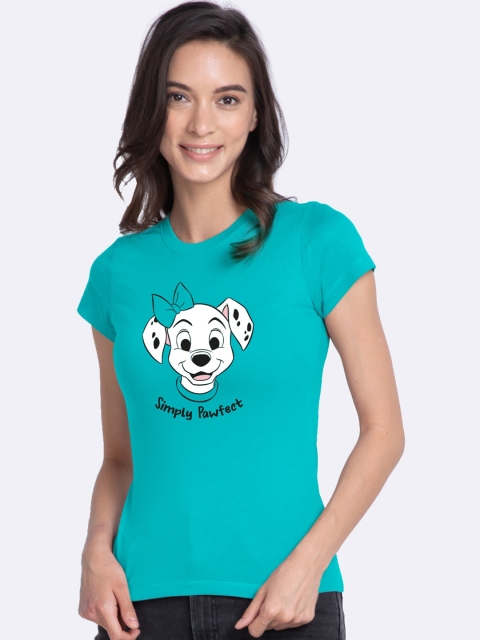 

Bewakoof Women Blue Simply Pawfect Printed Round Neck Pure Cotton T-shirt
