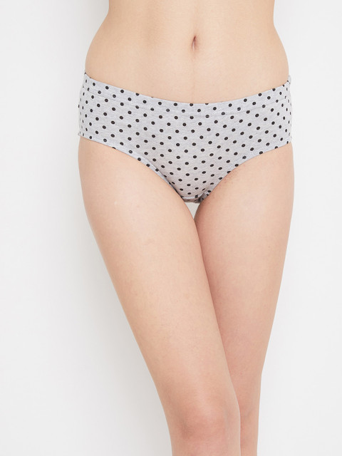 

Clovia Women Grey & Black Polka Dot Printed Hipster Briefs PN3227K01S