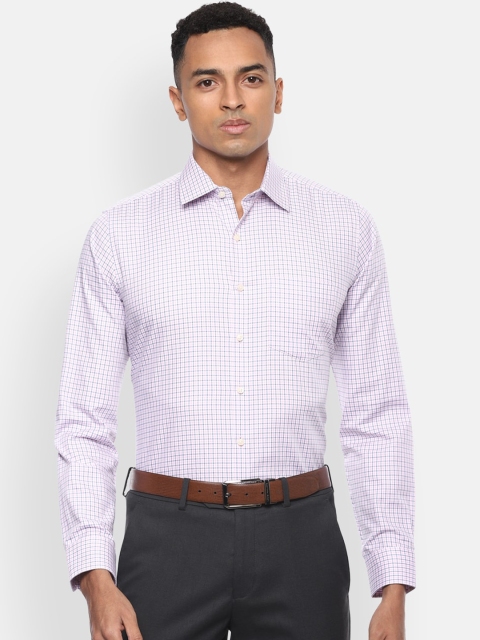 

Van Heusen Men White & Pink Regular Fit Checked Cotton Formal Shirt
