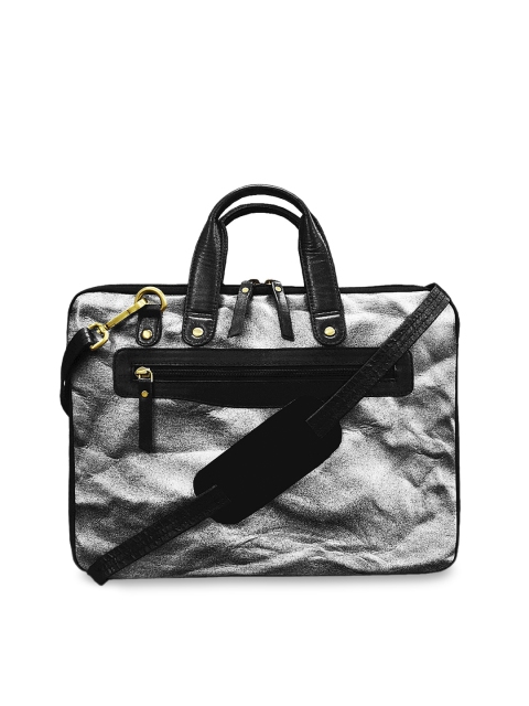 

ABYS Unisex Black & White Printed Leather Laptop Bag