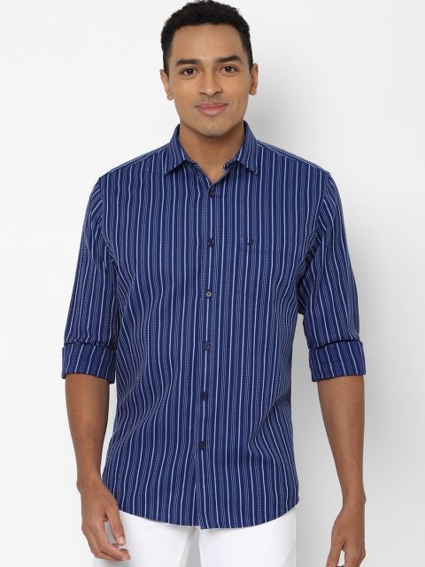 

Allen Solly Men Navy Blue Striped Casual Shirt