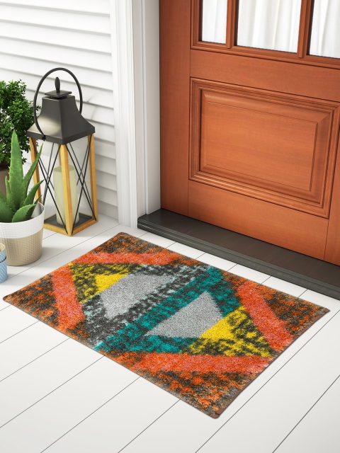 

SPACES Set Of 2 Brown & Yellow Printed 2026 GSM Anti-Skid Doormats