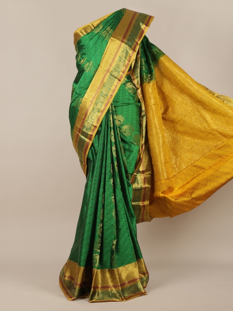 

Pothys Green & Yellow Pure Silk Woven Design Kanjeevaram Saree