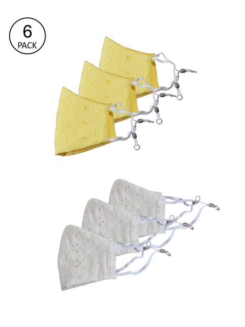 

Bellofox Pack Of 6 Self-Design 3-Ply Reusable Protective Outdoor Masks, Yellow