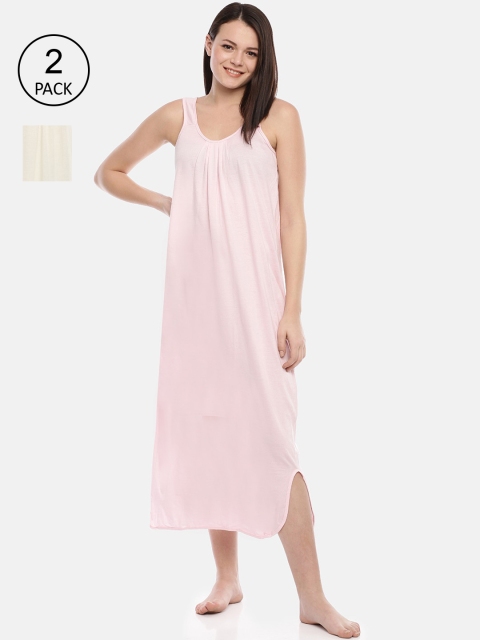

GOLDSTROMS Women Pack of 2 Solid Nightdresses, Pink