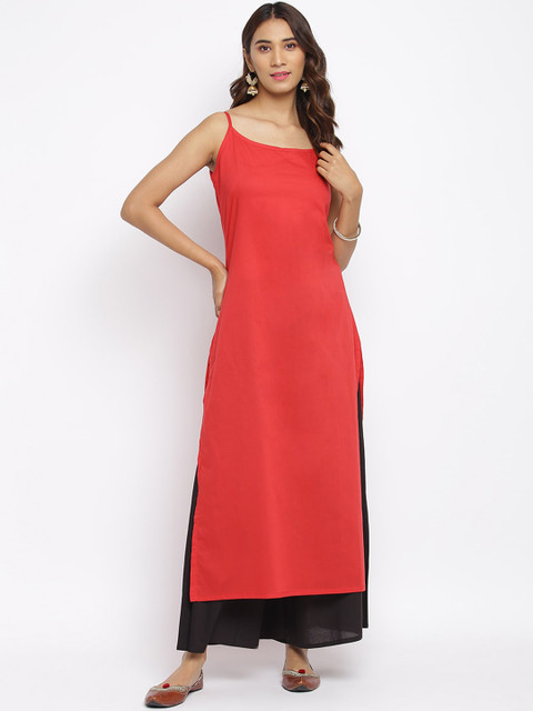 

TJORI Women Red Solid Maxi Dress