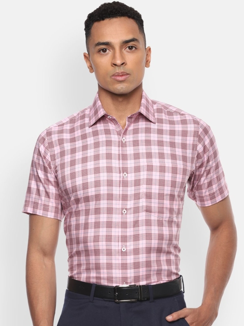 

Van Heusen Men Pink & Blue Regular Fit Checked Cotton Formal Shirt
