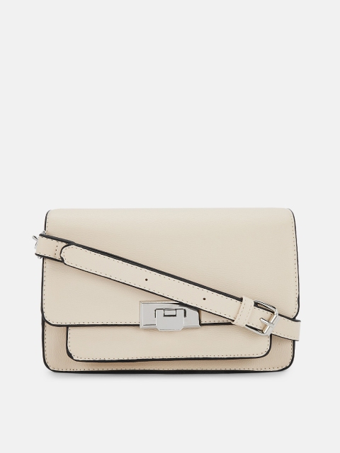 

Forever Glam by Pantaloons White Solid Leather Satchel