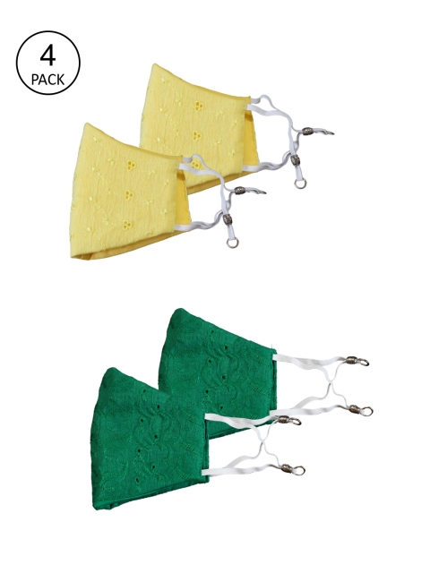 

Bellofox Pack of 4 3-Ply Resuable Protective Outdoor Masks, Yellow