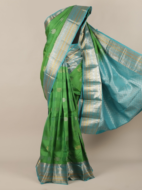 

Pothys Green & Blue Pure Silk Woven Design Kanjeevaram Saree