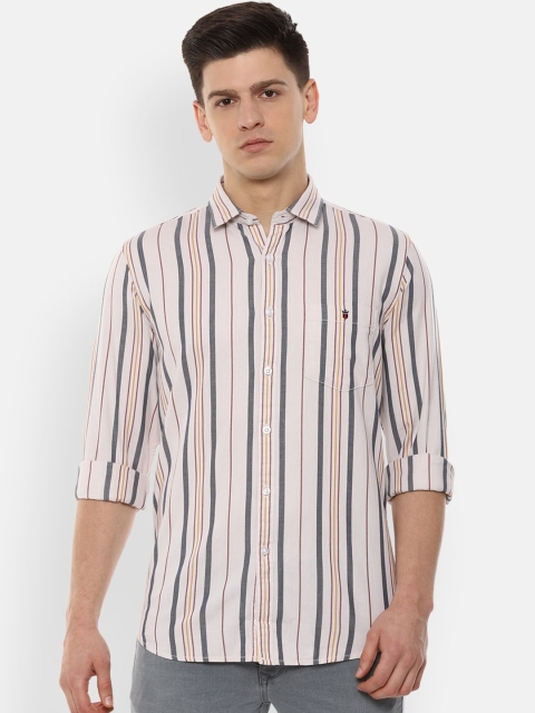 

Louis Philippe Jeans Men Cream-Coloured Striped Casual Shirt