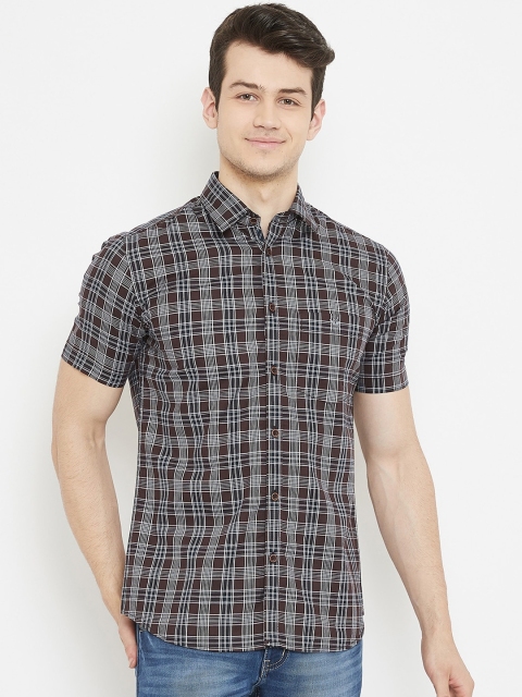 

Crimsoune Club Men Brown Slim Fit Checked Casual Shirt