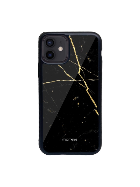 

macmerise Black & Yellow Marble Black Onyx Glass iPhone 12 Mini Phone Case