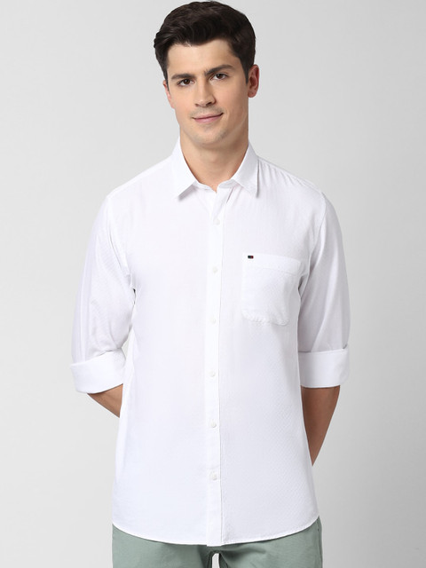 

Peter England Casuals Men White Regular Fit Checked Cotton Casual Shirt