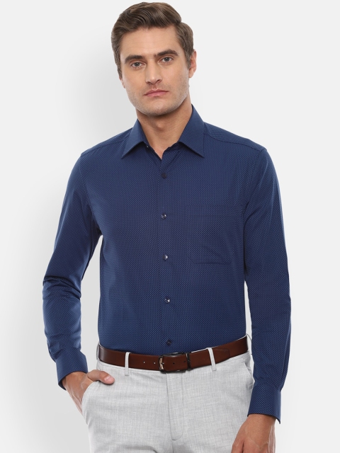 

Louis Philippe Men Navy Blue & White Regular Fit Printed Cotton Formal Shirt