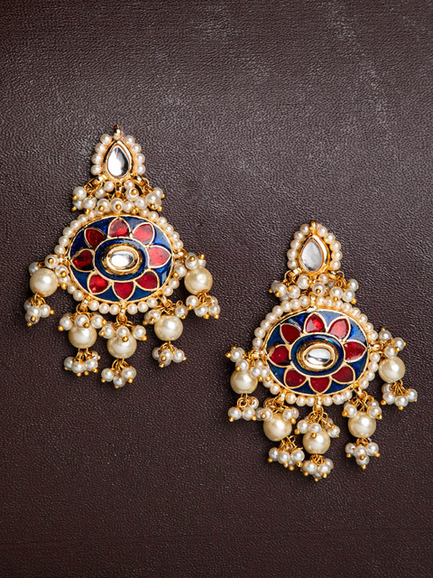

Biba Blue & Gold-Toned Contemporary Jhumkas