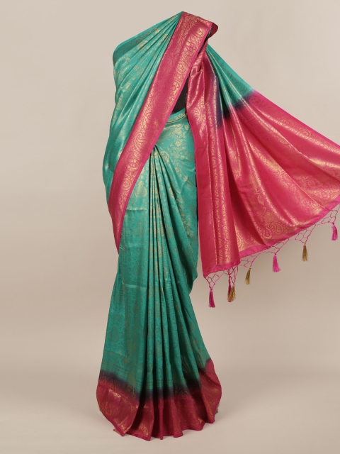 

Pothys Green & Pink Jute Silk Woven Design Saree