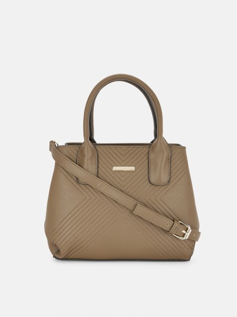 

Forever Glam by Pantaloons Taupe Textured Leather Handheld Bag