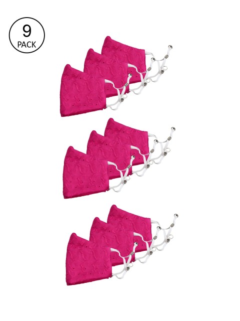 

Bellofox Unisex Set Of 9 Pink 3-Ply Reusable Protective Outdoor Masks