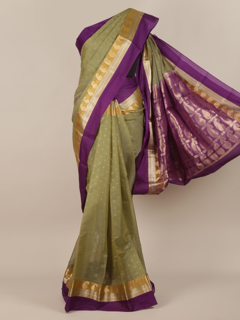 

Pothys Green & Purple Pure Silk Woven Design Saree