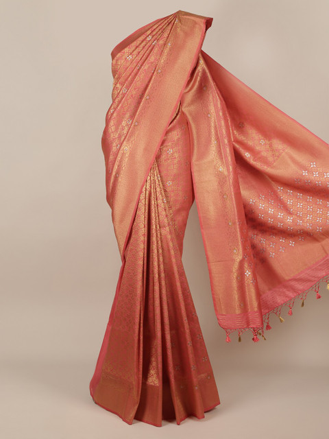 

Pothys Pink Pure Silk Woven Design Banarasi Saree