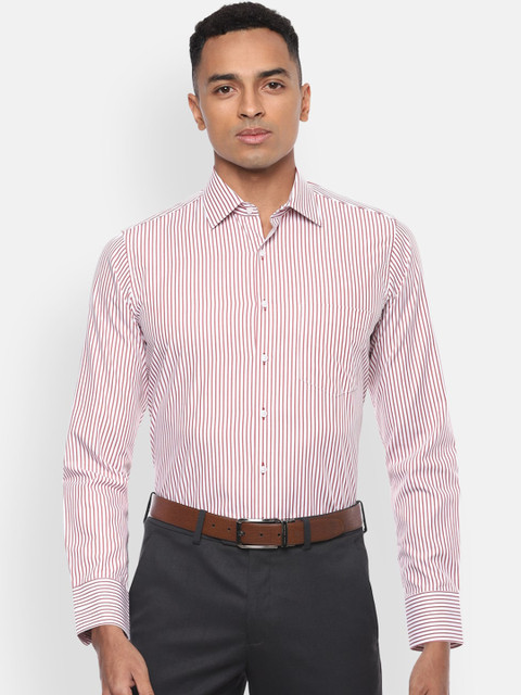 

Van Heusen Men White & Pink Regular Fit Checked Cotton Formal Shirt