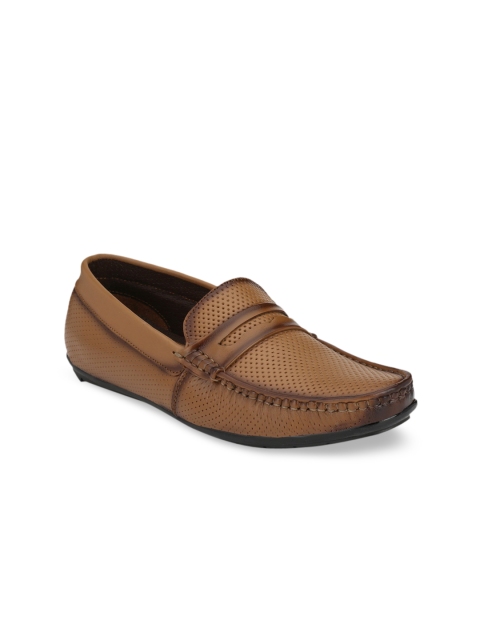 

Hi RELs Men Tan Brown Perforations Leather Loafers