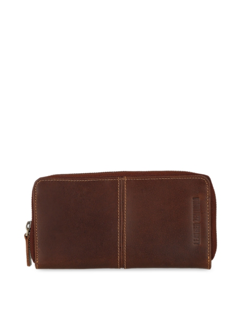 

Leather Zentrum Women Brown Solid Genuine Leather Zip Around Wallet