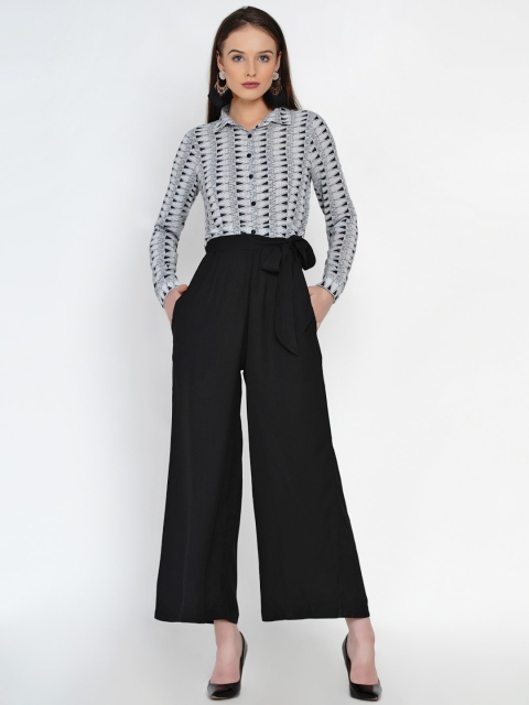 

Texco Women Black & White Printed Basic Jumpsuit