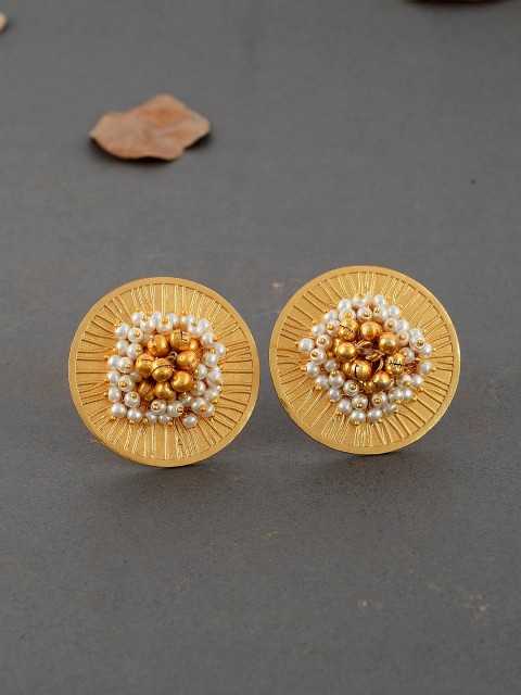 

Imittire Gold-Plated & White Circular Studs