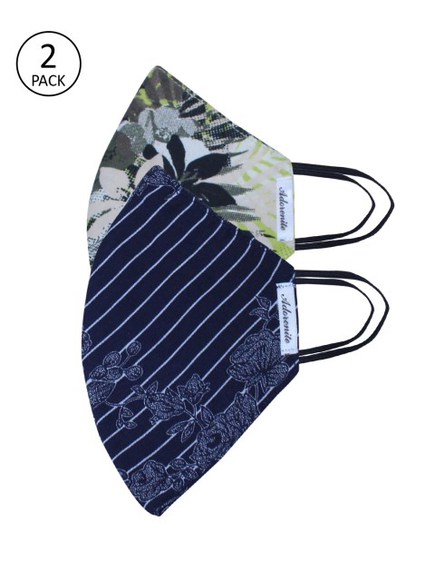 

Adorenite Women Pack Of 2 Printed 2-Ply Reusable Protective Outdoor Cloth Masks, Blue