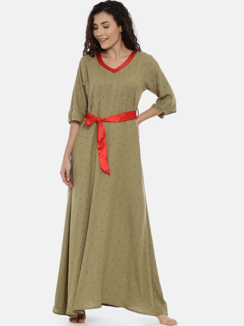 

GOLDSTROMS Green & Red Printed Nightdress
