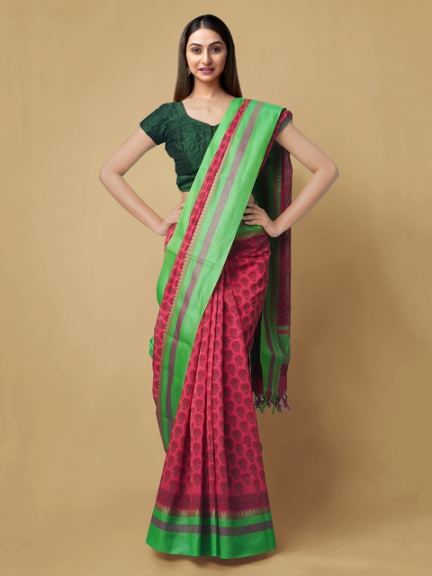 

Unnati Silks Red Printed Chanderi Saree