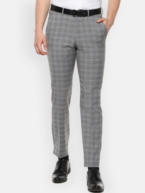 

Luxure by Louis Philippe Men Grey Slim Fit Checked Formal Trousers