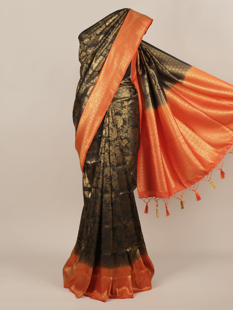 

Pothys Black Woven Design Jute Silk Saree