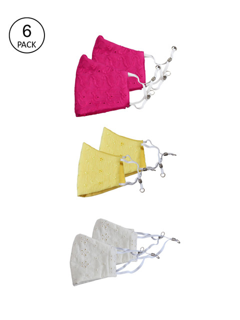 

Bellofox Unisex Pack Of 6 Self Design 3-Ply Reusable Protective Outdoor Masks, Pink