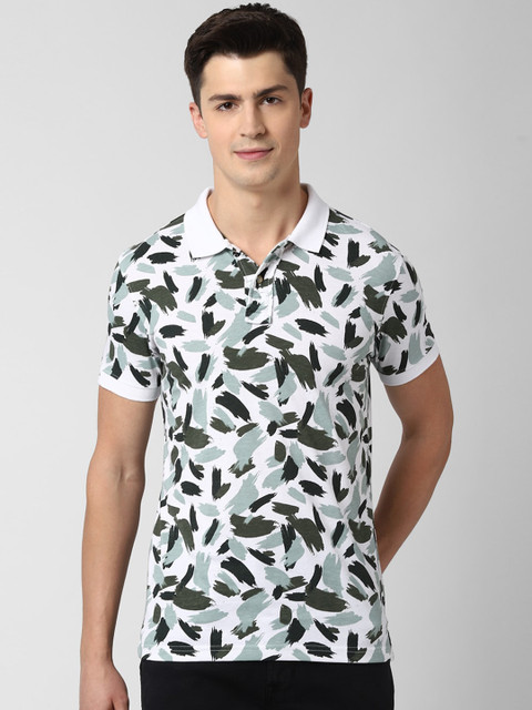

Peter England Casuals Men White Printed Polo Collar T-shirt