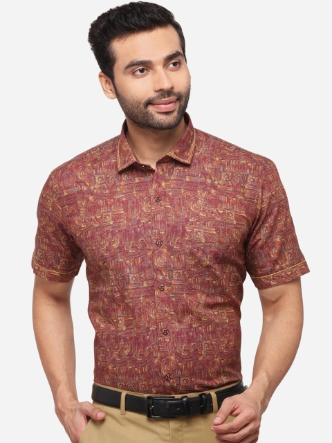 

JB STUDIO Men Maroon Slim Fit Printed Formal Shirt