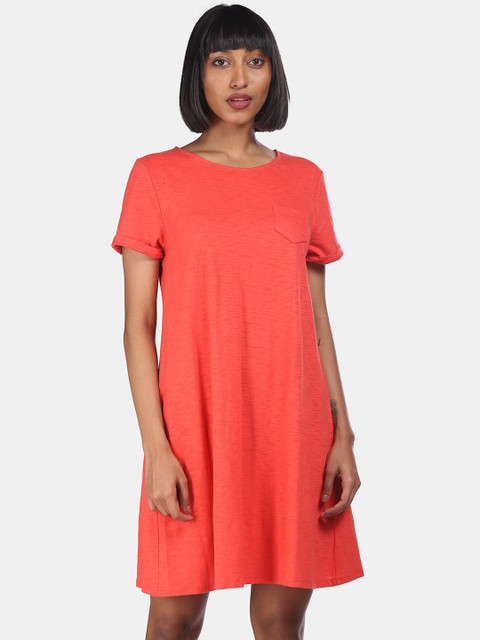 

GAP Women Orange Solid T-shirt Dress