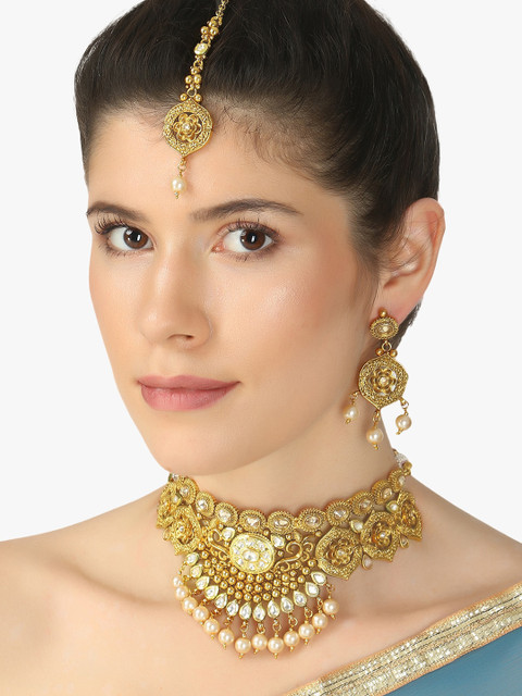 

Adwitiya Collection Gold-Toned Copper Gold-Plated Handcrafted Necklace