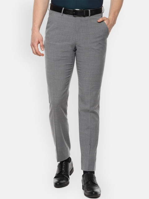 

Luxure by Louis Philippe Men Grey Slim Fit Solid Formal Trousers