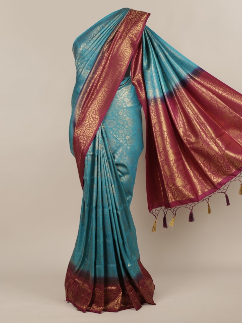 

Pothys Blue Woven Design Jute Silk Saree