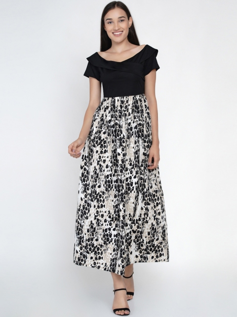 

Texco Women Black & Off-White Printed Maxi Dress