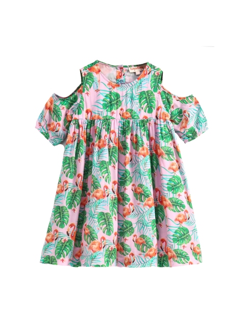 

Hugsntugs Girls Pink Printed A-Line Dress