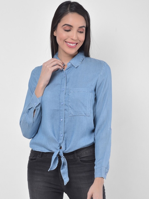 

JAAIVE Women Blue Regular Fit Solid Casual Shirt