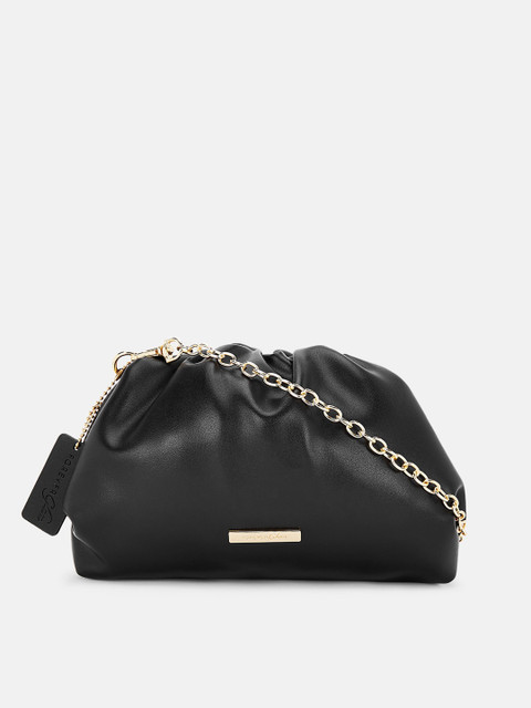 

Forever Glam by Pantaloons Black Leather Solid Sling Bag