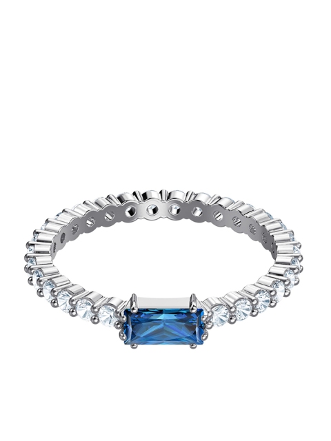 

SWAROVSKI Silver-Toned & Blue Crystal-Studded Finger Ring