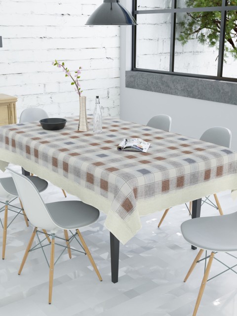 

Clasiko Brown & White Checked 6-Seater PVC Table Cover