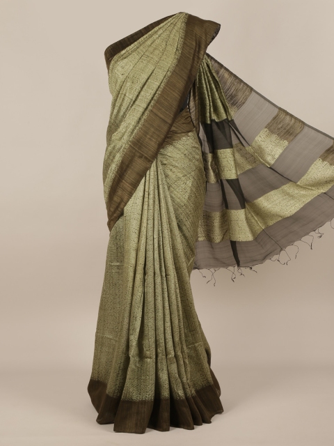 

Pothys Green Solid Pure Silk Saree