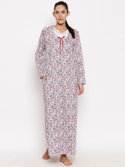 

XIN White & Teal Printed Nightdress